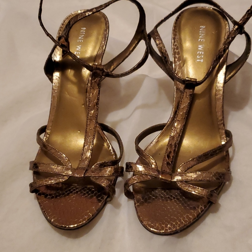 Gold Snakeskin Heeled Sandals